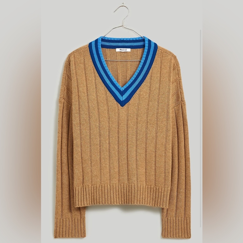 Madewell Tipped V-Neck Oversized Sweater size XS